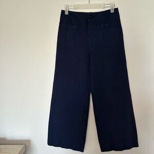 Maeve by Anthropologie The Colette Cropped Wide-Leg Pant Size 29 Navy Blue